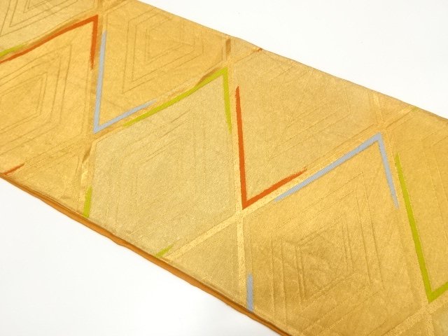 JAPANESE KIMONO / ANTIQUE FUKURO OBI / SILK / WOVEN RHOMBUS